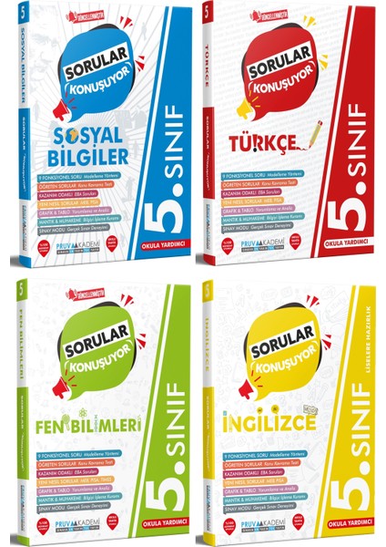 5. Sınıf Sosyal - Türkçe - Fen - Ingilizce Soru Seti 2023 4 Kitap