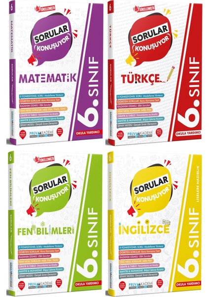 6. Sınıf Matematik - Türkçe - Fen - Ingilizce Sorular Konuşuyor Seti 2023 4 Kitap