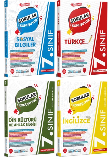 7. Sınıf Sosyal - Türkçe - Din - Ingilizce Soru Seti 2023 4 Kitap