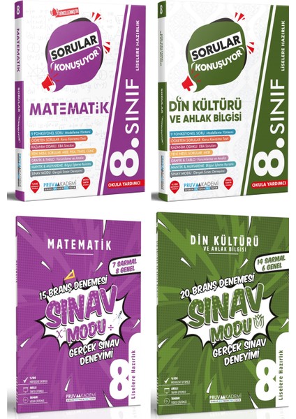 8. Sınıf Matematik - Din Kültürü Sorular Konuşuyor - Deneme Seti 2023 4 Kitap