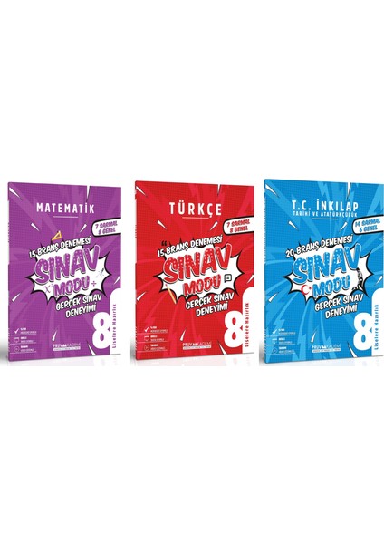 8. Sınıf Matematik - Türkçe - Inkılap Tarihi Deneme Seti 2023 3 Kitap