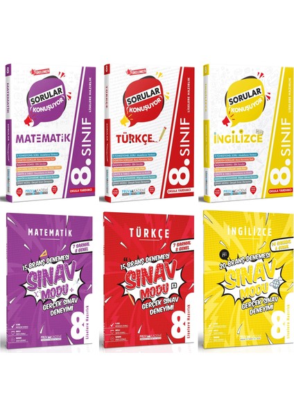 8. Sınıf Matematik - Türkçe - Ingilizce Soru - Deneme Seti 2023 6 Kitap