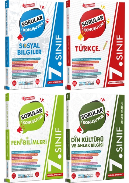 7. Sınıf Sosyal - Türkçe - Fen - Din Soru Seti 2023 4 Kitap