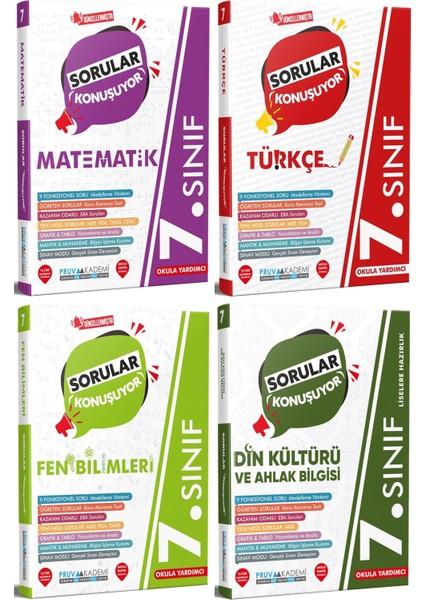 7. Sınıf Matematik - Türkçe - Fen - Din Sorular Konuşuyor Seti 2023 4 Kitap