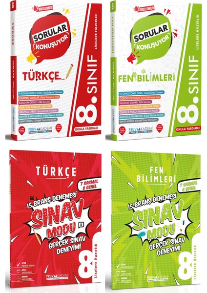 8. Sınıf Türkçe - Fen Bilimleri Sorular Konuşuyor - Deneme Seti 2023 4 Kitap