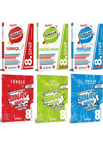 8. Sınıf Türkçe - Fen - Inkılap Sorular Konuşuyor - Deneme Seti 2023 6 Kitap