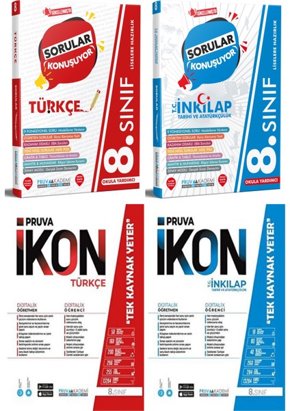 8. Sınıf Türkçe - Inkılap Tarihi Soru - Defter Seti 2023 4 Kitap