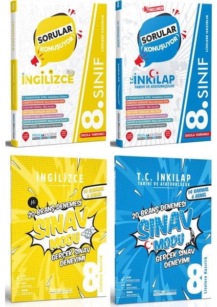 8. Sınıf Ingilizce - Inkılap Tarihi Soru - Deneme Seti 2023 4 Kitap