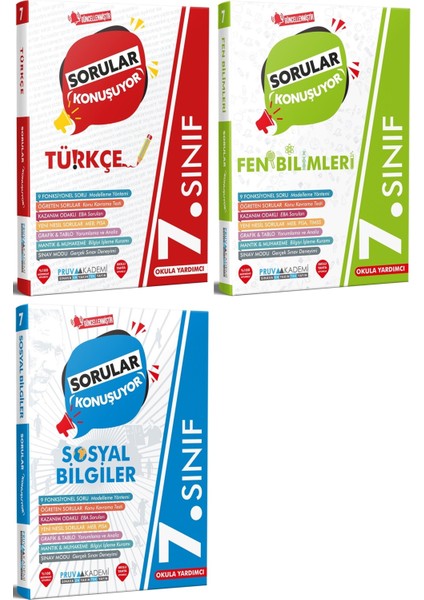 7. Sınıf Türkçe - Fen - Sosyal Sorular Konuşuyor Seti 2023 3 Kitap