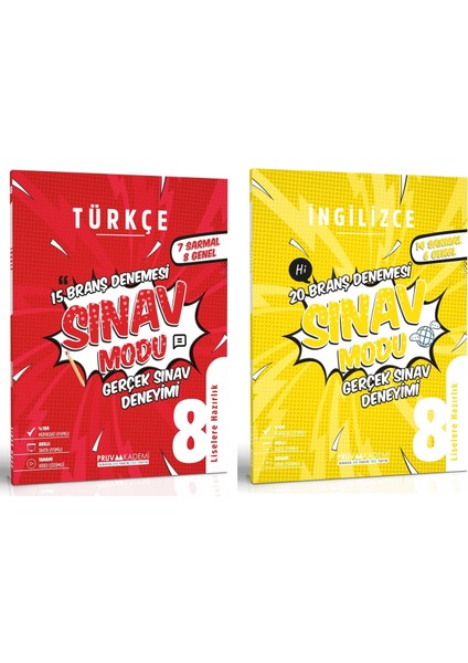 8. Sınıf Türkçe - Ingilizce Sınav Modu Deneme Seti 2023 2 Kitap