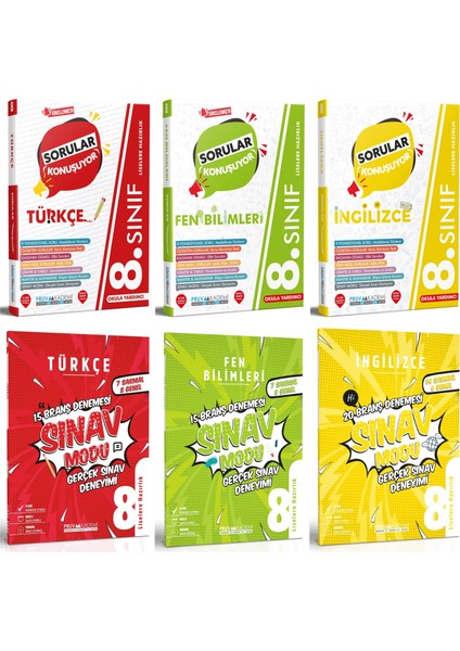 8. Sınıf Türkçe - Fen - Ingilizce Sorular Konuşuyor - Deneme Seti 2023 6 Kitap