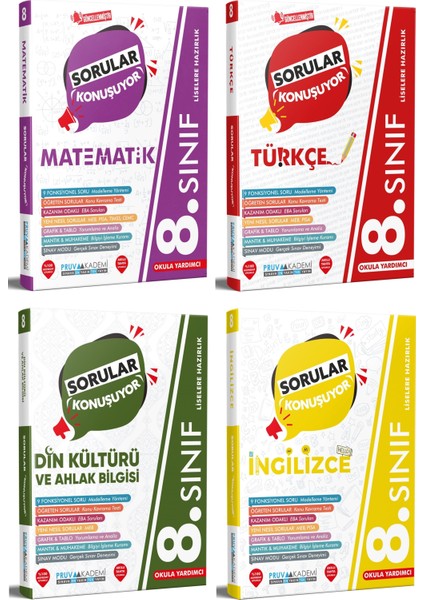 8. Sınıf Matematik - Türkçe - Din - Ingilizce Sorular Konuşuyor Seti 2023 4 Kitap