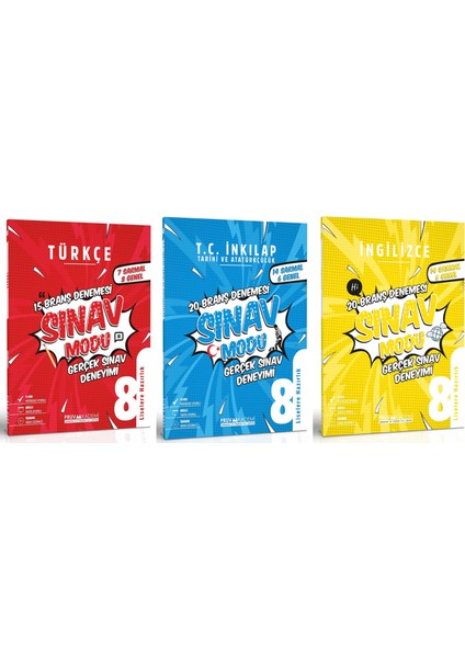 8. Sınıf Türkçe - Inkılap Tarihi - Ingilizce Deneme Seti 2023 3 Kitap