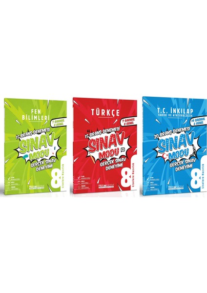 8. Sınıf Fen Bilimleri - Türkçe - Inkılap Tarihi Deneme Seti 2023 3 Kitap