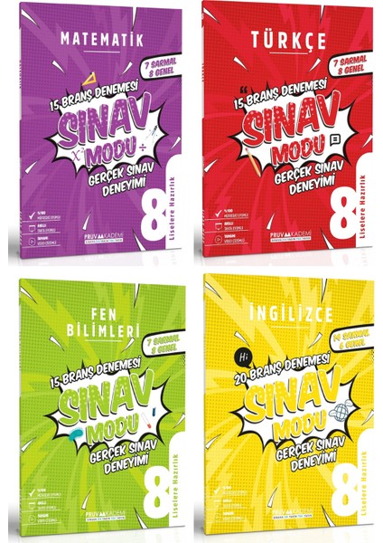 8. Sınıf Matematik Türkçe Fen Ingilizce Deneme Seti 2023 4 Kitap