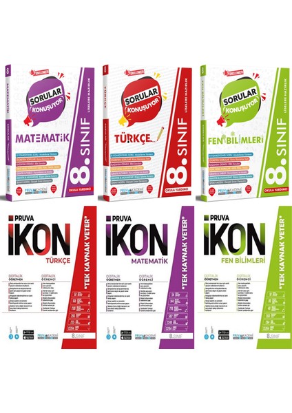 8. Sınıf Matematik - Türkçe - Fen Soru - Defter Seti 2023 6 Kitap