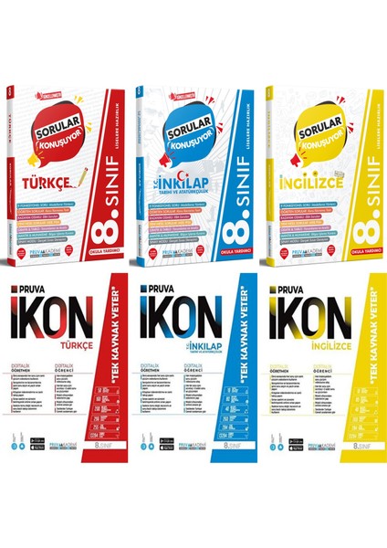 8. Sınıf Türkçe - Inkılap Tarihi - Ingilizce Soru - Defter Seti 2023 6 Kitap