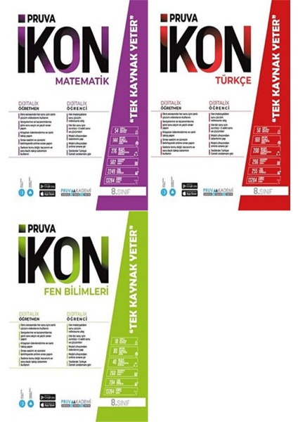 8. Sınıf Matematik - Türkçe - Fen Defter Seti 2023 3 Kitap