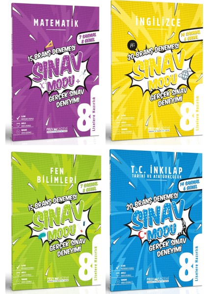 8. Sınıf Matematik Ingilizce Fen Inkılap Tarihi Deneme Seti 2023 4 Kitap
