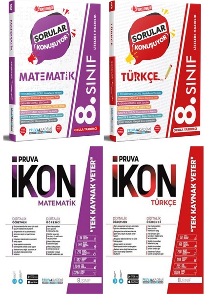 8. Sınıf Matematik - Türkçe Soru - Defter Seti 2023 4 Kitap