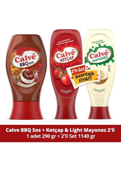 Sos Barbekü 290 G + Calve Ketçap Mayonez 2'li Set 1140 G