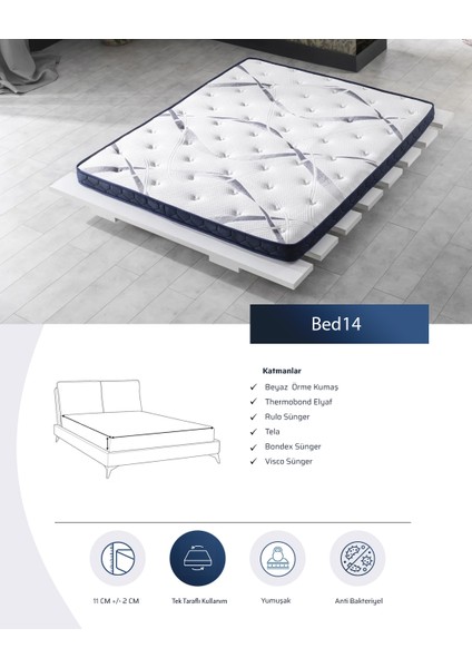 Visco Süngerli Yatak Şiltesi BED‑14 | Nefes Alabilen Antibakteriyel Kumaş, Ortopedik Destek fiyatları