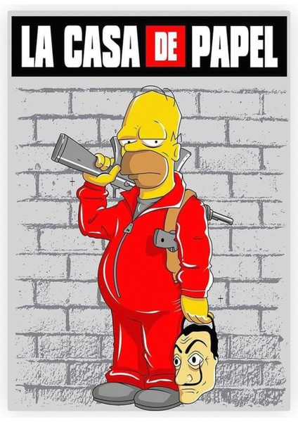 The Simpsons La Casa De Papel Ahşap Poster 20X29 cm