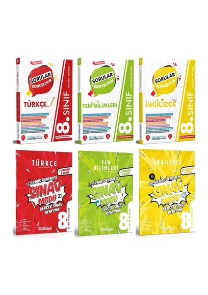 8. Sınıf Matematik - Türkçe - Fen - Ingilizce Sorular Konuşuyor - Deneme Seti 2023 8 Kitap