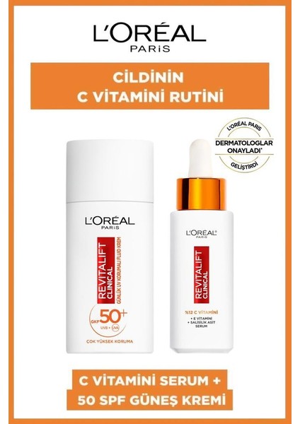 L'Oréal Paris Loreal Yüksek Güneş Korumalı C Vitamin Güneş Kremi-C Vitamin Aydınlatıcı Serum Seti