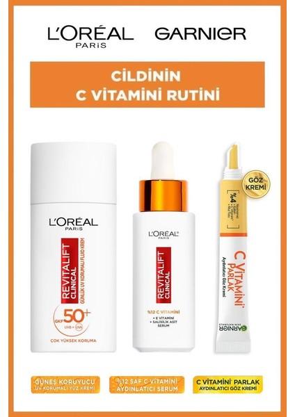 L'Oréal Paris Loreal Yüksek Güneş Korumalı C Vitamin Güneş Kremi Serum Göz Kremi Seti