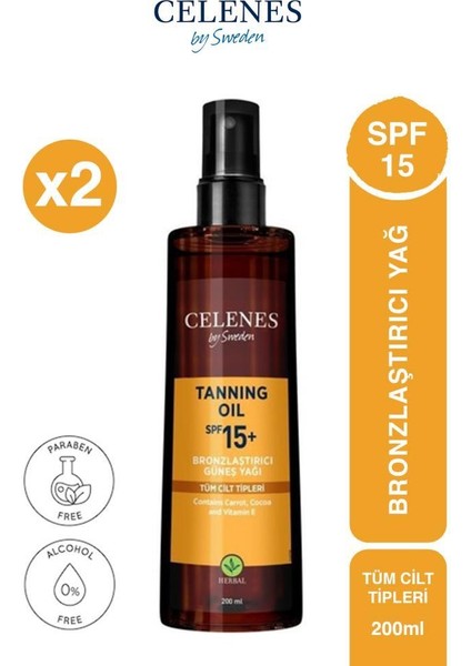 Celenes By Sweden herbal Bronzlaştırıcı Güneş Yağı 200 ml X2