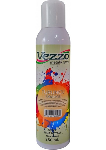 Metalik Yenilebilir Sprey Turuncu 250 ml