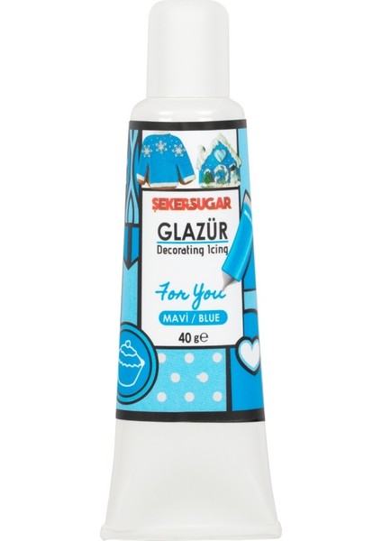 Şeker & Sugar Süsleme Glazürü Mavi 40 gr