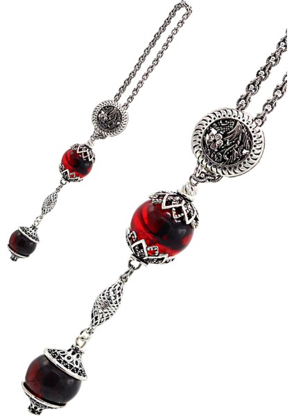 Özel Tasarım Kehribar Taşlı Gümüş Anahtarlık 201022340