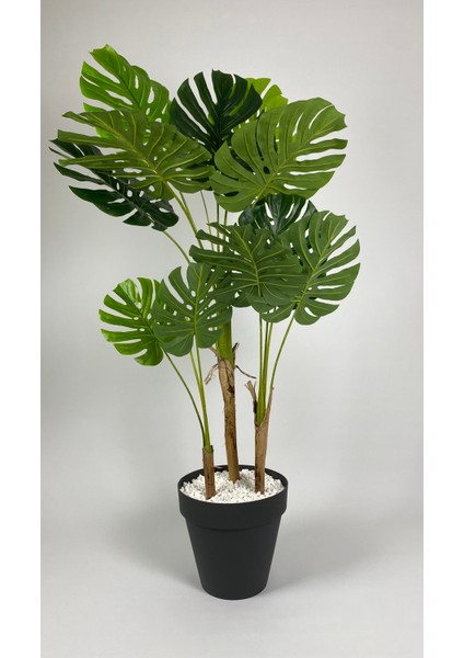 Yapay Ağaç Monstera Bambu Gövdeli 150CM Devetabanı Ağacı Büyük Boy Antrasit Renk Yalı Saksıda modelleri