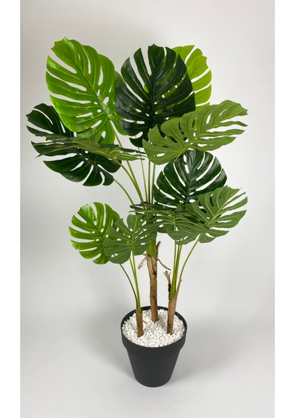 Yapay Ağaç Monstera Bambu Gövdeli 150CM Devetabanı Ağacı Büyük Boy Antrasit Renk Yalı Saksıda fırsatları