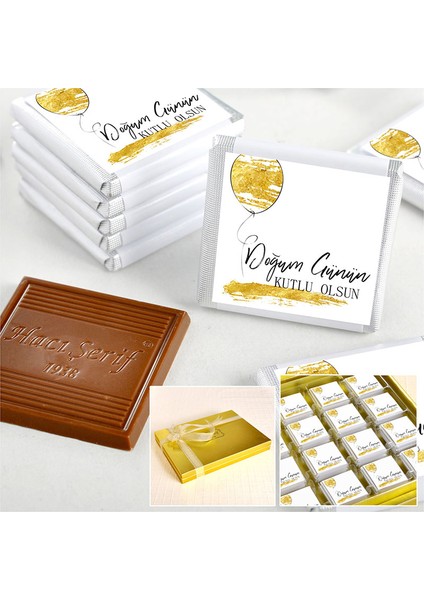 Doğum Günü Hediyesi 48 Adet Madlen Çikolata Gold Kutu
