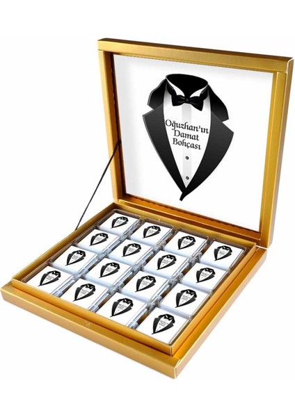 Damat Bohçası 32 Adet Madlen Çikolata Gold Kutu