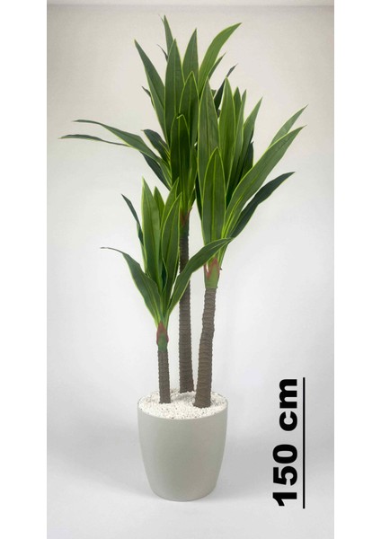 Yapay Yuka Ağacı 150CM Büyük Boy Kırıkbeyaz Renk Yakut Saksıda Yapay Ağaç