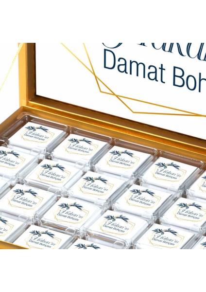 Damat Bohçası 48 Adet Madlen Çikolata Gold Kutu