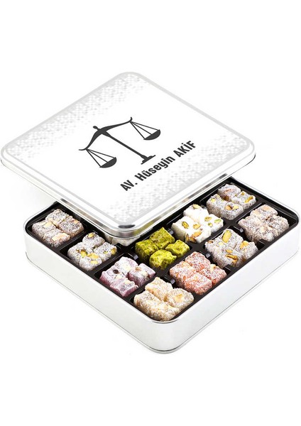 Avukata Hediye Karışık Çifte Kavrulmuş Lokum (Metal Kutu)