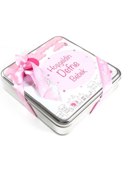 Kız Bebek Hediyesi Kahve Draje + Çifte Kavrulmuş Lokum (Metal Kutu) modelleri
