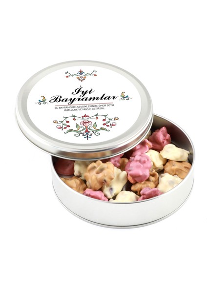 Bayram Hediyesi Karışık Antep Fıstıklı Roş Çikolata (Metal Kutu)