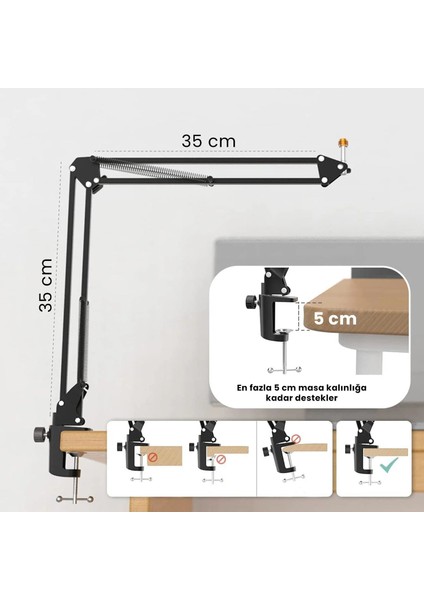 Cs1 Masa Tipi Mikrofon Standı - Mikrofon Sehpası 35X35CM