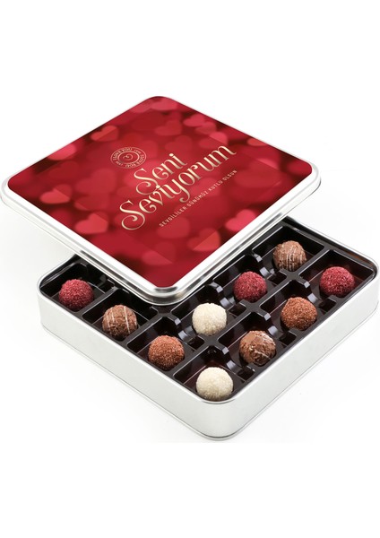 Sevgililer Günü Hediyesi Karışık Special Truffle Çikolata (Metal Kutu) - Kırmızı