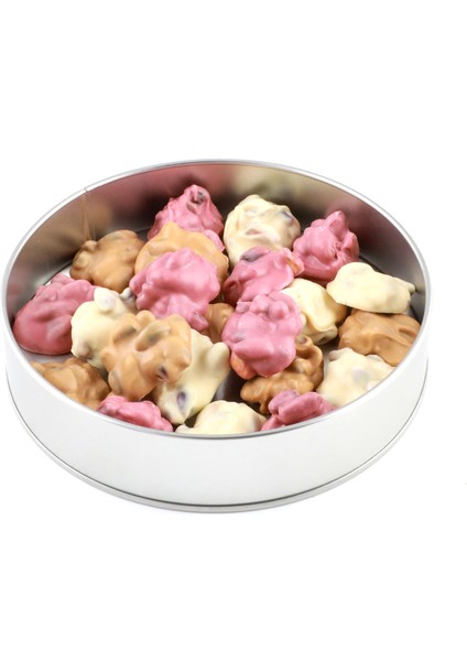 Öğretmenler Günü Hediyesi Karışık Antep Fıstıklı Roş Çikolata (Metal Yuvarlak Kutu) fiyatları