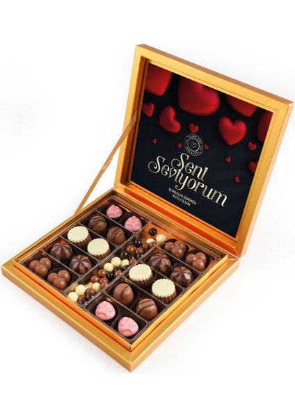 Sevgililer Günü Hediyesi Kahve Drajeli Special Çikolata 290g (Gold Kutu) - Siyah