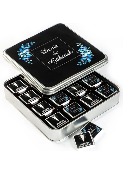 Damat Bohçası 32 Adet Madlen Çikolata Metal Kutu (Model-2)