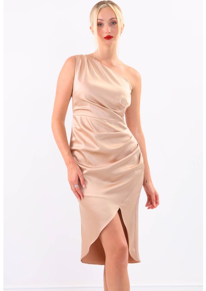 Tek Omuz Saten Elbise modelleri