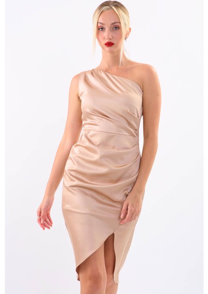 Tek Omuz Saten Elbise indirimleri